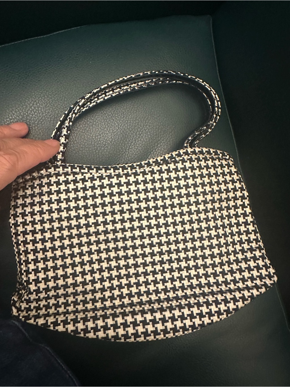 Manolo Blahnik Black and White Houndstooth Shoulder Bag